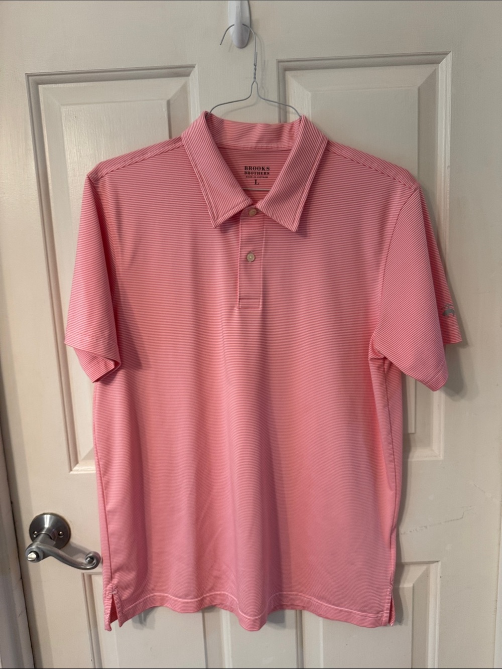 Brooks Brothers Pink Striped Performance Polo